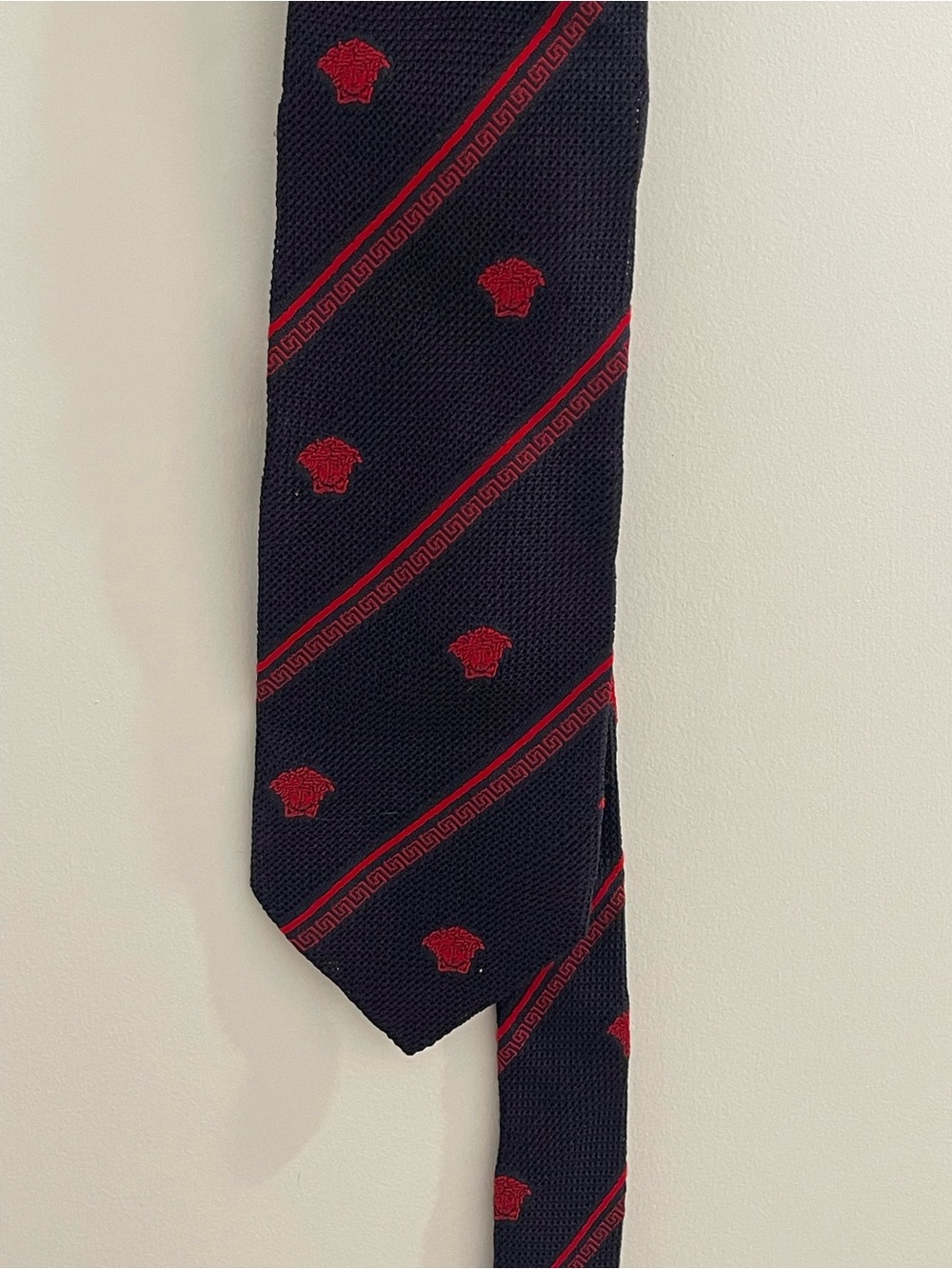 Versace Navy and Red with Medusa Tie
